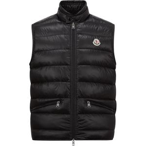 Пуховик-жилет с высоким воротником и логотипом Gui Moncler, черный