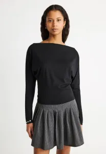 Топ с приспущенными плечами и длинными рукавами Gina Tricot, Black