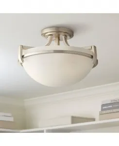 Современный потолочный светильник Mallot, полупотолочный, шириной 33 см, матовый никель, 2 плафона из мраморного стекла, для спальни и гостиной Regency Hill, серебряный