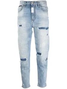 Джинсы Distressed Mom Philipp Plein, синий