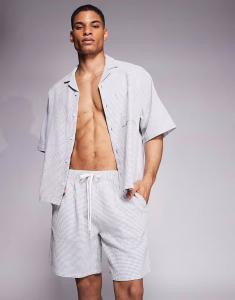 Шорты средней длины из синей и белой вафельной ткани Asos Design