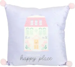 Подушка с наполнителем Это наше счастливое место - Что-то другое - квадратная, полиэстер SD6642 (один размер) (пастельно-голубой/розовый) Something Different