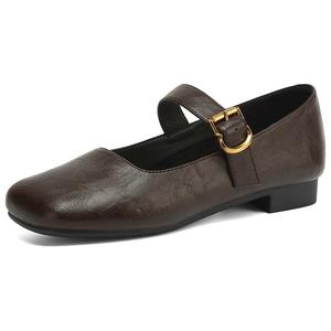 DAPHNE Женские туфли Мэри Джейн на массивном каблуке коричневые, цвет Brown