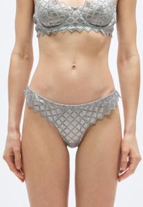 Трусы KIKI DE MONTPARNASSE LAMINE EMBROIDERY THONG, Silver-Coloured