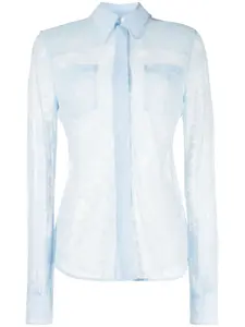 Кружевная рубашка с длинными рукавами VICTORIA BECKHAM, синий