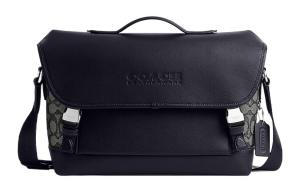 COACH Сумка-мессенджер из жаккарда с кожаными вставками