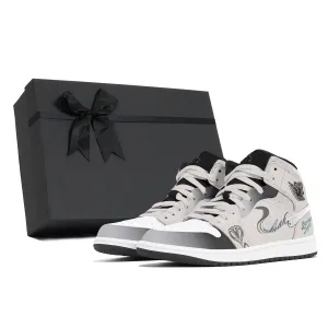 Air 1 Dusty, Gray Python, Box устойчивые к истиранию кроссовки Mid Top для баскетбола мужские Light Gray Jordan, светло-серый