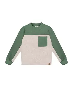 Детская футболка с длинными рукавами из очень мягкого трикотажа с начесом, в стиле колор-блок. Deux Par Deux, серый