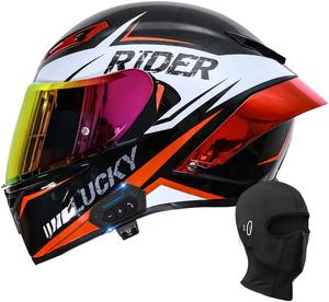 Шлем мотоциклетный ACLFF Bluetooth, черный / красный / белый