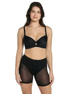 Удобные компрессионные прозрачные шорты-шейперы с незаметным эффектом Leonisa Shapewear, черный