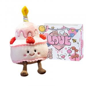 Поющая праздничный торт, милая причудливая клубничная радуга мороженое кукла плюшевая кукла 25см высота Julebaby