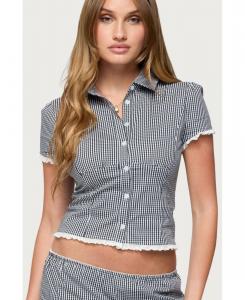 Женская рубашка в клетку Paige с застежкой на пуговицы Edikted, Black-and-white