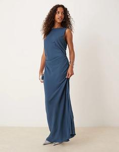 Платье макси ASOS DESIGN с вырезом на спине чернильно-синего цвета