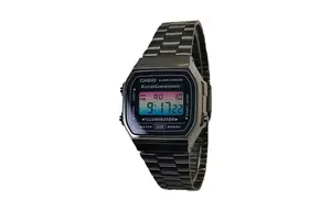 CASIO Часы Vintage A168, Black Dial with Pink and Blue Gradient Bezel