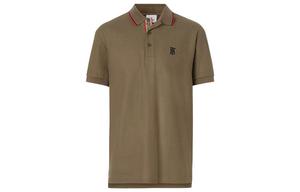 Burberry Мужские рубашки-поло темно-хаки с воротником-стойкой, прямого кроя