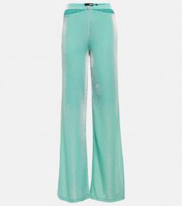 Широкие брюки из металлизированного джерси Rotate, Bermuda