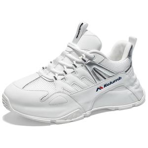 Kolumb Низкие, амортизирующие, противоскользящие и износостойкие повседневные туфли для мужчин, белые, серебристые