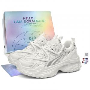 Doraemon Дораэмон Низкие массивные кроссовки унисекс винтаж белый с коробкой и модные носки, цвет Vintage White (Box)+Trendy Socks