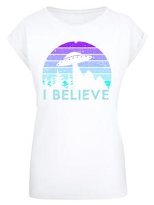 Рубашка F4NT4STIC I BELIEVE UFO Alien Raumschiff Retro, белый