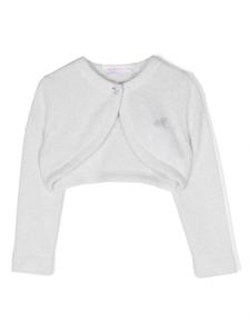 Monnalisa укороченный кардиган со стразами, нейтральный цвет