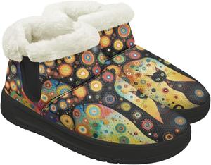 Женские зимние ботинки на снег для улицы и дома, теплые ботильоны на щиколотку, плоская подошва, противоскользящие, зимние походные ботинки, размер 6-13,5 Quxjehoe, Oil Painting Style Cat