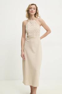 Платье с льняной тканью Answear.Lab, бежевый