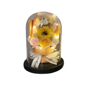 Теплый мишка роза букет стеклянный абажур кукла товары Brangdy