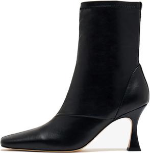 Женские ботильоны на шпильке с низким каблуком, квадратным носком и боковой молнией, удобные сексуальные короткие ботинки, классические ботильоны Wnshonzy, Black