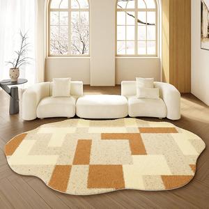 AOVOC Ковер 140х200 см из бука для гостиной/спальни, стиль ваби-саби, толстый, нестандартной формы, модель 02