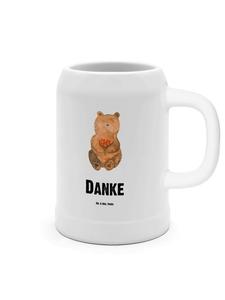 Пивная кружка с благодарным медведем и надписью на белом фоне Mr. & Mrs. Panda