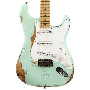 Fender Custom Shop Masterbuilt Limited 70th Anniversary 1954 Stratocaster Heavy Relic - Выцветший Surf Green поверх Wide-2 Tone Sunburst (682)