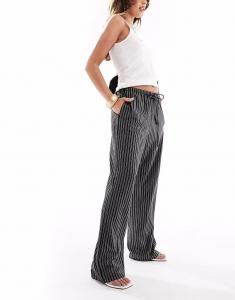 Широкие брюки Vero Moda с завязками на талии в черную полоску