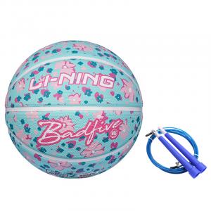 LINING Badfive резиновый баскетбольный мяч blue green pink white размер 7 тренировочный unisex