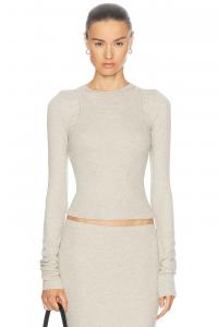 Приталенный топ с длинными рукавами Eterne, цвет Heather Oatmeal