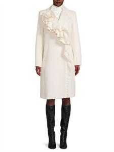 Пальто с воланами из шерсти Alora с начесом Kobi Halperin, слоновая кость