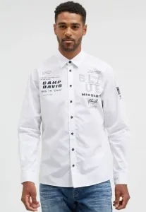 Strukturiertes langarm mit использованная рубашка Camp David, Opticwhite