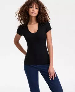 Женский топ с ребристой вязкой и круглым вырезом I.N.C. International Concepts, черный