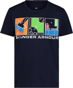 Детская футболка Under Armour с коротким рукавом и круглым вырезом, легкая и дышащая., Baseball Comic Navy