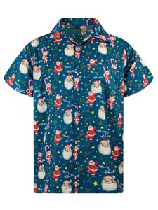 Рубашка на пуговицах классического кроя King Kameha Christmas Candycane, синий