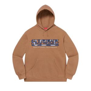 Толстовка Supreme Denim Logo Hooded Sweatshirt Brown, коричневый