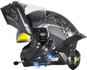 Шлем мотоциклетный Dirertys Bluetooth, черный / белый / желтый