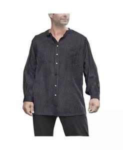 Рубашка мужская из марли с воротником-стойкой для больших и высоких KingSize, черный