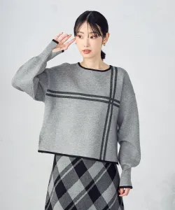 Вязаный пуловер в клетку с разрезами на манжетах/можно носить как комплект Comme Ca Ism, цвет Gray