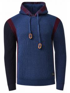 Контрастная толстовка с капюшоном из толстой пряжи в цвете петроликовый Rusty Neal