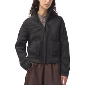 U Collection Вязаный джемпер женский коричневый черный UNIQLO