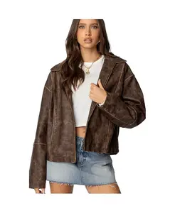 Женская куртка свободного покроя из стираной искусственной кожи Edikted, коричневый