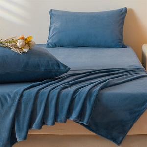 Yalu Простыня 160х230 см из молочного вельвета класса А, цвет Sapphire Blue