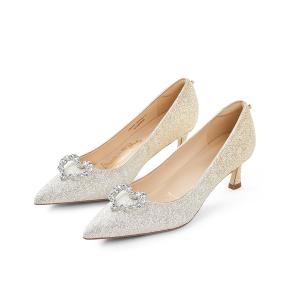 7or9 Женские туфли на высоком каблуке цвета шампанского, золотисто-бежевого цвета, с струящимся золотистым оттенком