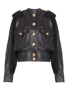 Balmain бомбер с твидовой вставкой, черный