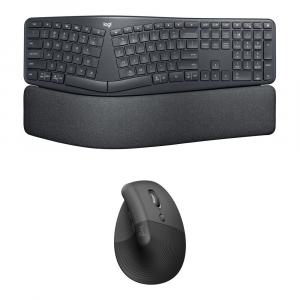 Комплект Logitech Wireless ERGO K860 Split Keyboard & Lift Vertical Mouse для повышения производительности